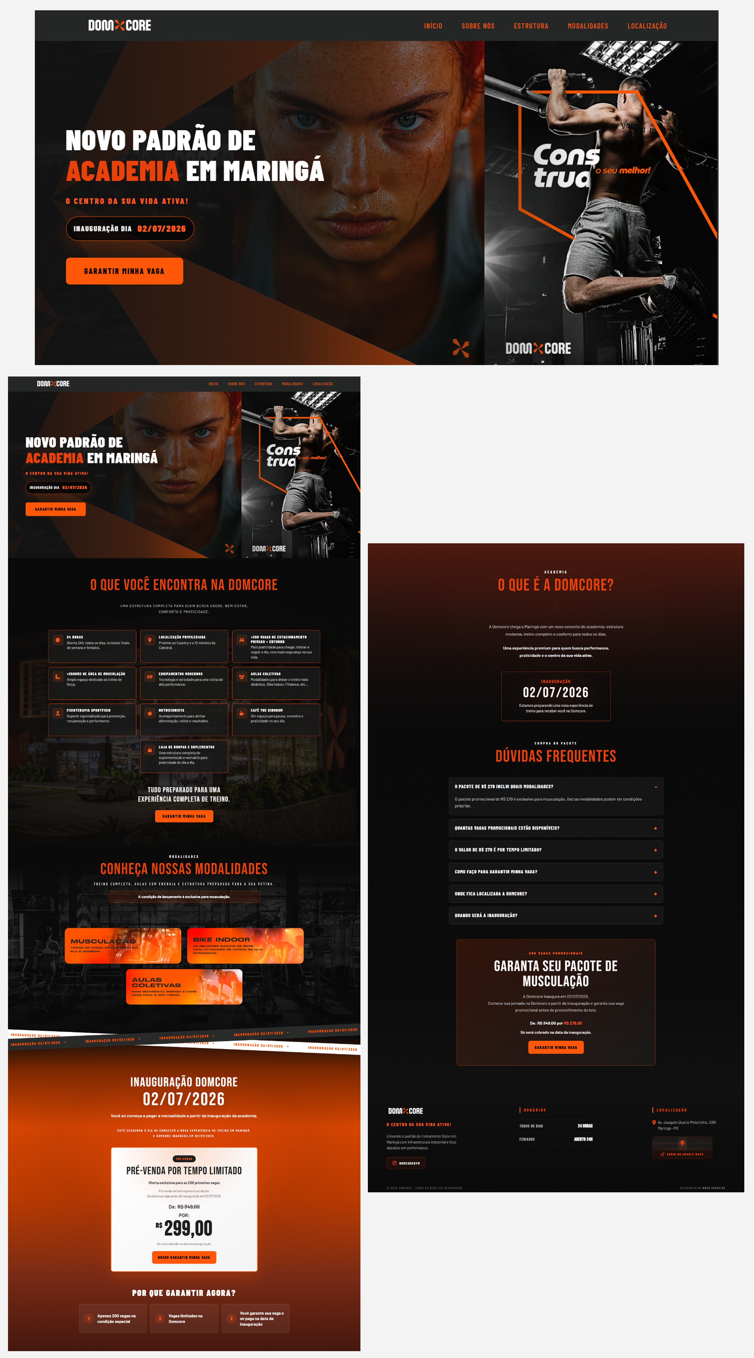 Domcore Gym: Landing Page de Lançamento